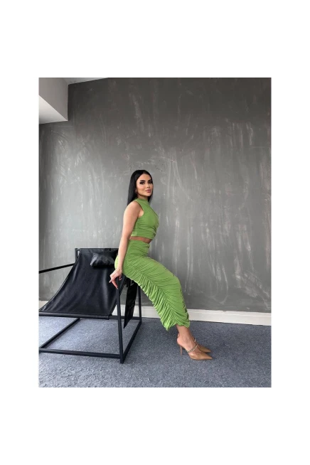 Drapeli Etek & Bluz 2li Takım
