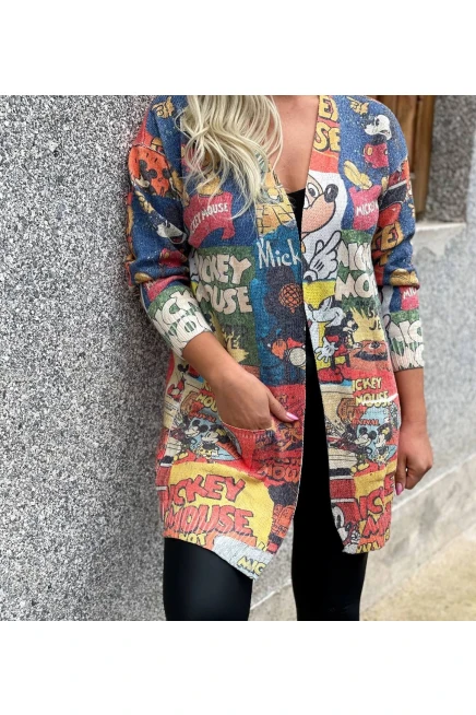 İtalyan Örgü Karakter Desen Triko Hırka