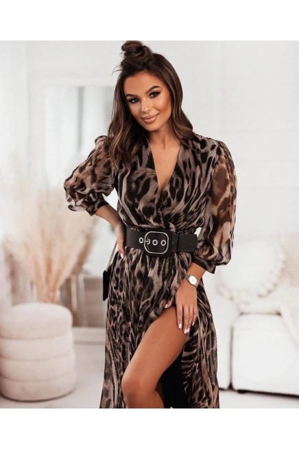 İthal Multi Şifon Kumaş Kemer Dahil Elbise