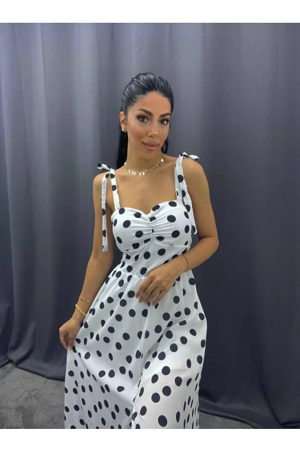 Jessica Kumaş Puantiyeli Elbise