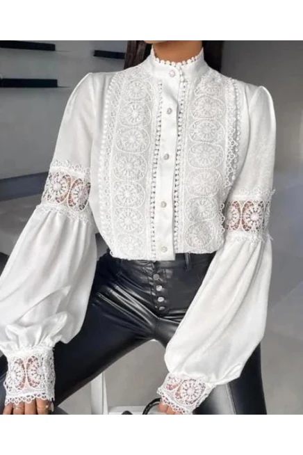 Jessıka Kumaş Güpür Detaylı Gömlek