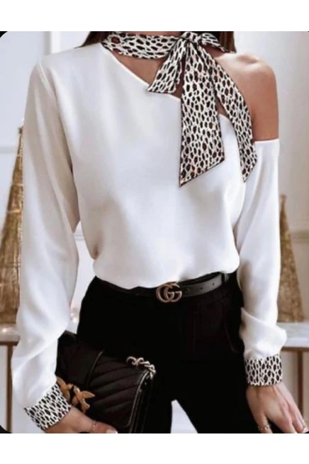 Jessıka Kumaş Leopr Detaylı Bluz