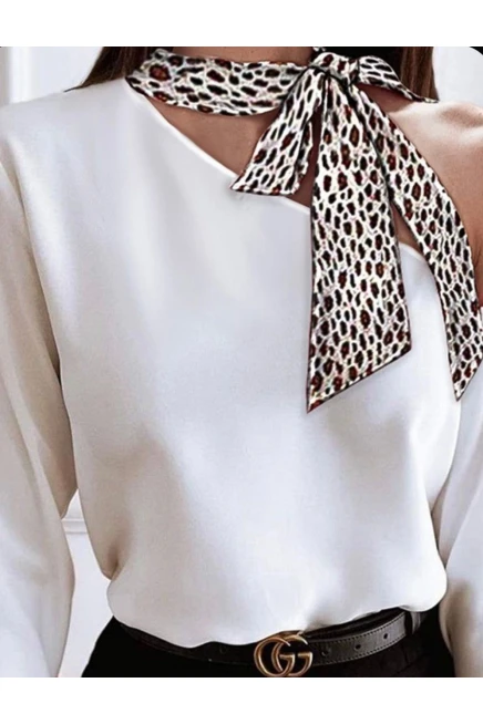 Jessıka Kumaş Leopr Detaylı Bluz