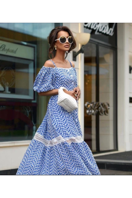 Karpuz Kol Dantel Detaylı  İthal Krep Kumaş Elbise