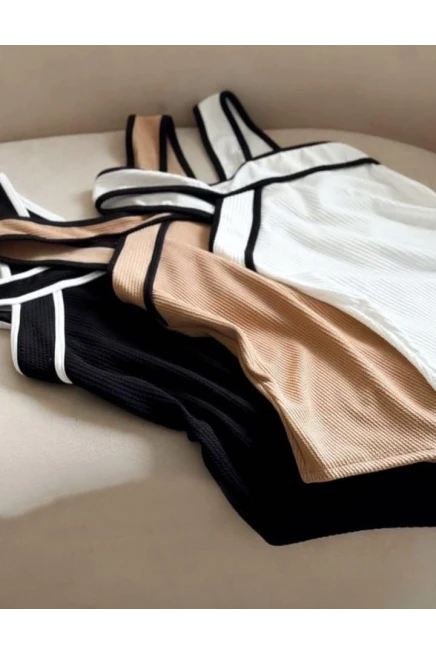 **Ön Siparişte 25 Mart da Kargolanacaktır ** Kaşkorse Kumaş Biyeli Bodysuit