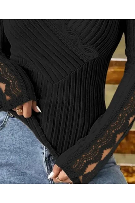 Kaşkorse Kumaş Güpür  Detaylı Bluz