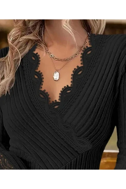 Kaşkorse Kumaş Güpür  Detaylı Bluz