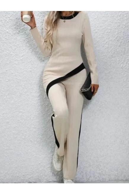 Kaşkorse Kumaş Yanları Şerit Detaylı Takım