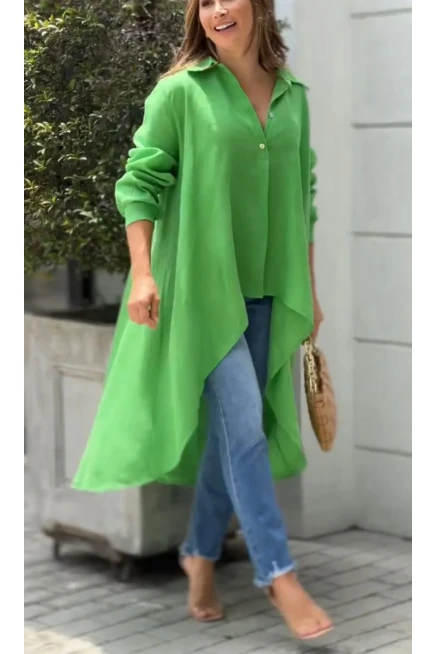 Keten Kumaş Arkası Uzun Tunik