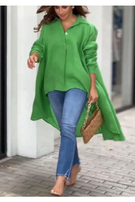 Keten Kumaş Arkası Uzun Tunik