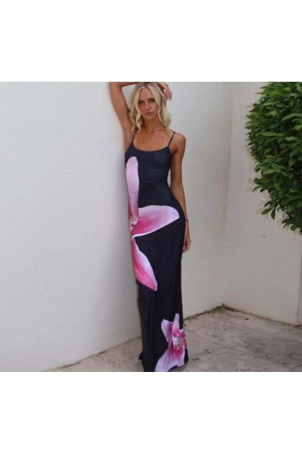 Micro Kumaş Dijital Baskılı Elbise