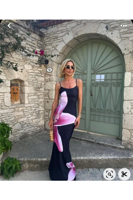 Micro Kumaş Dijital Baskılı Elbise