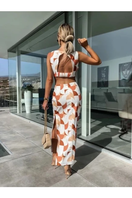 Mikro Kumaş Belden Bağlamalı Sırtı Pencereli Elbise & Takım