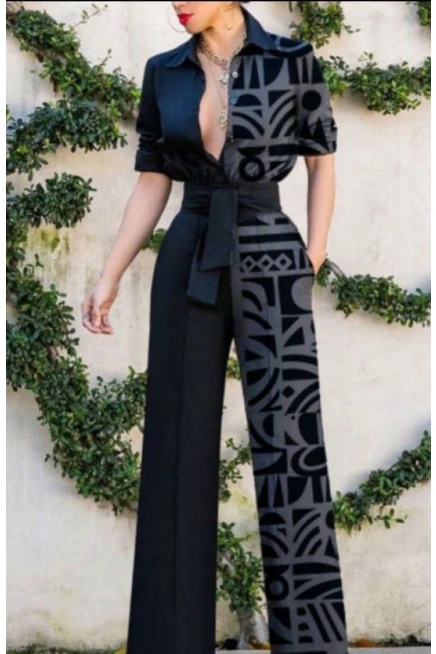 Mikro Kumaş Çift Desenli Tulum