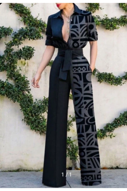 Mikro Kumaş Çift Desenli Tulum