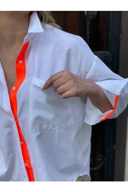 Neon Şeritli Poplin Gömlek