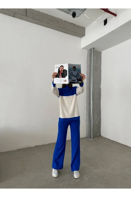 Rahat Kalıp Çift Renkli Triko Takım