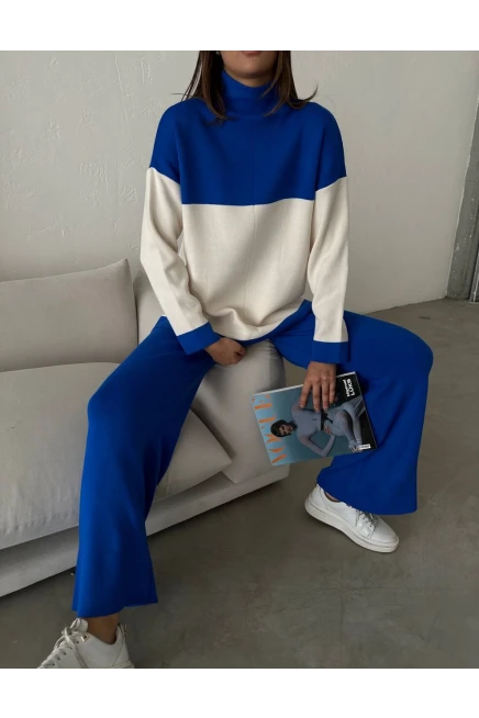 Rahat Kalıp Çift Renkli Triko Takım