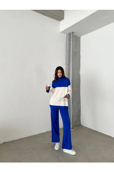 Rahat Kalıp Çift Renkli Triko Takım