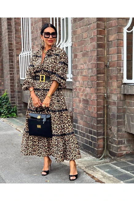 Saten Kumaş Saten Şerit Detaylı Elbise Kemer Dahil