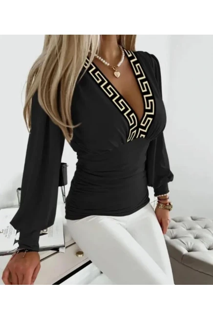 Scuba Dalgıç  Kumaş Dijital Baskı Detaylı Bluz