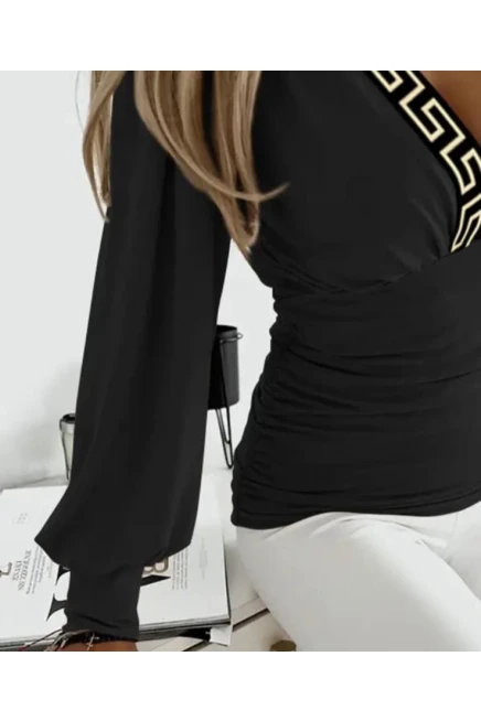 Scuba Dalgıç  Kumaş Dijital Baskı Detaylı Bluz