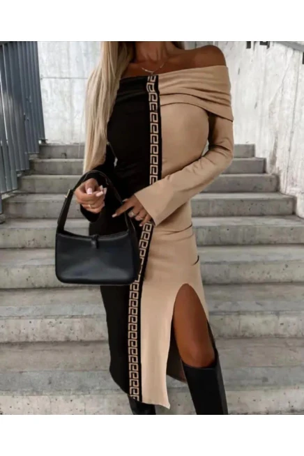 Scuba Dalgıç Kumaş  Garnili Elbise