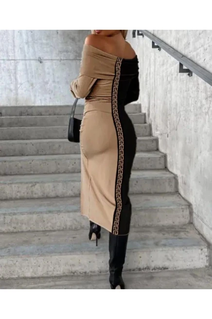 Scuba Dalgıç Kumaş  Garnili Elbise