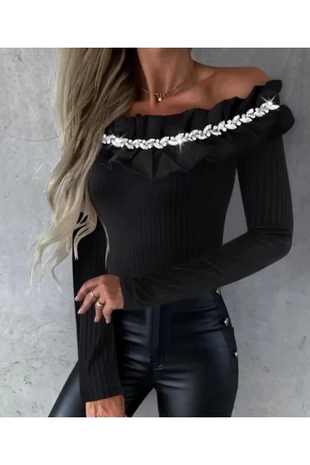 Scuba Dalgıç Kumaş İthal Taş ve Dakron Kumaş Detaylı Bluz