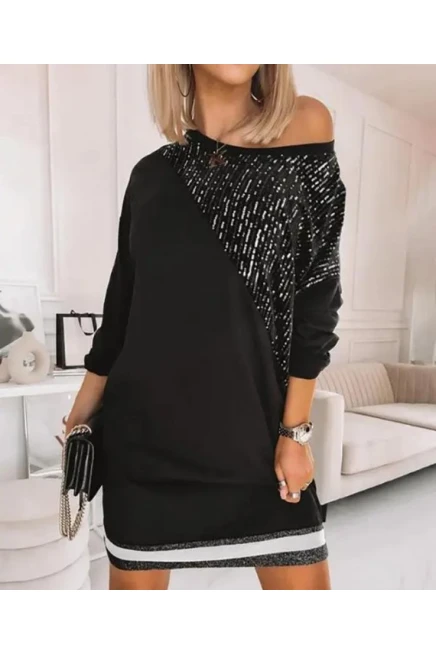 Scuba Dalgıç Kumaş Payet Detaylı Elbise