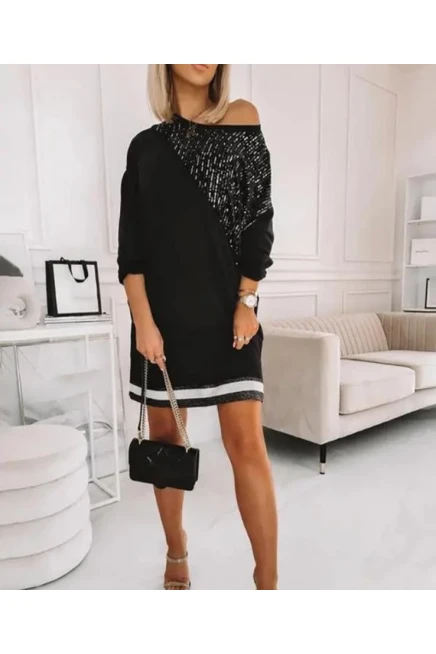 Scuba Dalgıç Kumaş Payet Detaylı Elbise