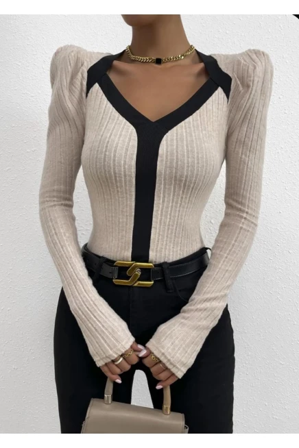 Şeritli Kaşkorse Bluz