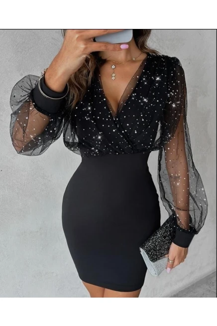 Simli Buzy Kumaş Elbise