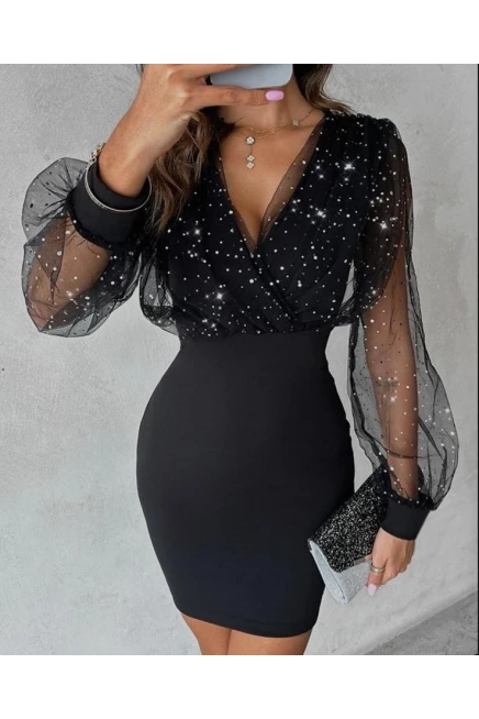 Simli Buzy Kumaş Elbise