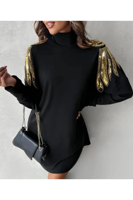 Yumoş Kumaş Nakış Detaylı Elbise