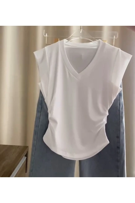 Z@R@ Compact Penye V-Yaka Tasarım Bluz