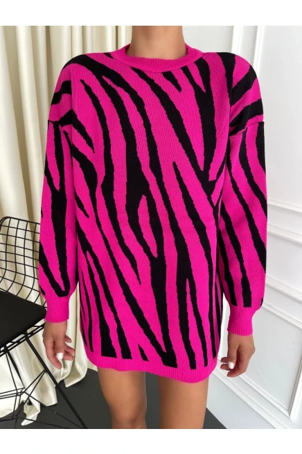 Zebra Desen Triko Kazak