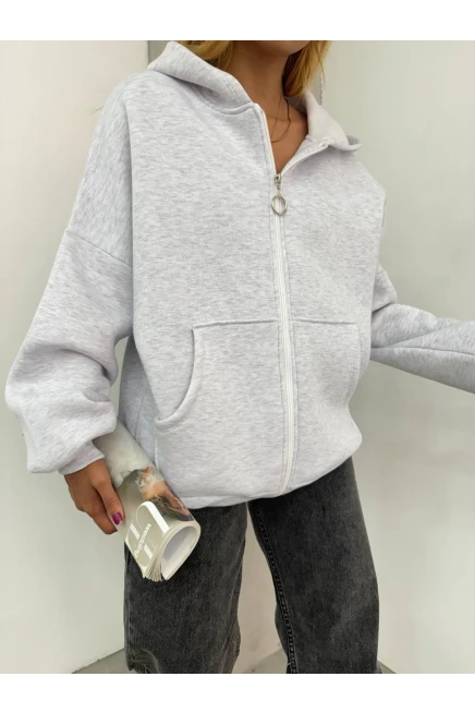 3  İplik Fermuarlı Hoodie