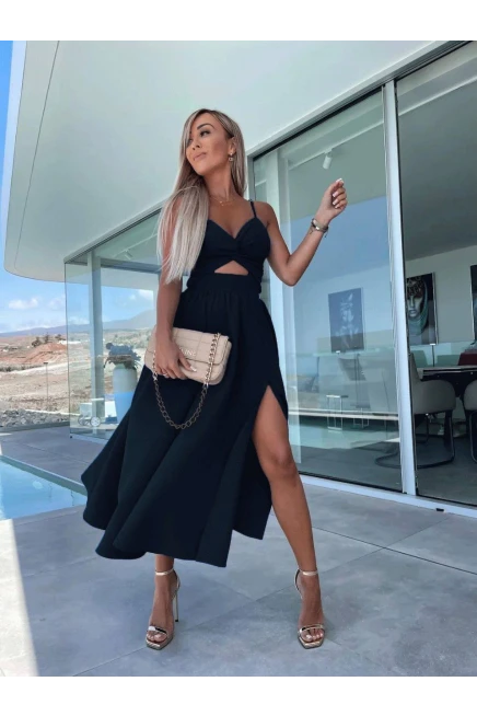 Askılı Dabıl Kumaş Elbise