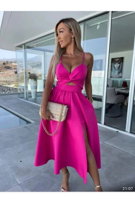 Askılı Dabıl Kumaş Elbise