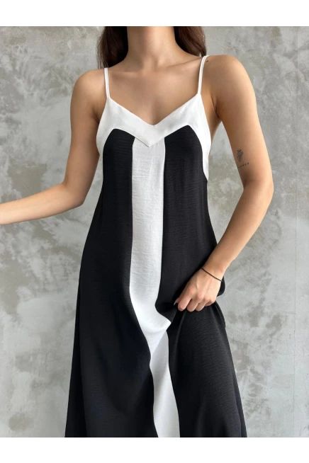 Ayrobin Kumaş Askılı Maxi Boy Asimetrik Kesim Elbise **ÖN SİPARİŞTEDİR  1 TEMMUZ KARGO ÇIKIŞLIDIR**