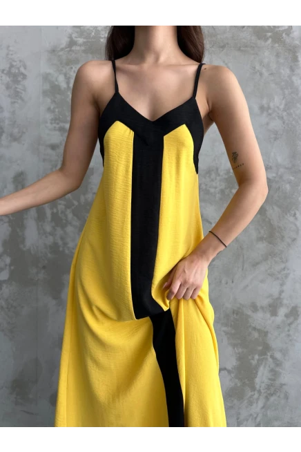 Ayrobin Kumaş Askılı Maxi Boy Asimetrik Kesim Elbise **ÖN SİPARİŞTEDİR  1 TEMMUZ KARGO ÇIKIŞLIDIR**