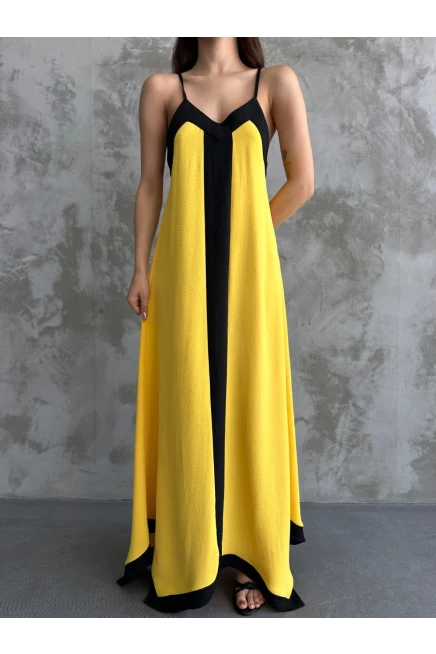 Ayrobin Kumaş Askılı Maxi Boy Asimetrik Kesim Elbise **ÖN SİPARİŞTEDİR  1 TEMMUZ KARGO ÇIKIŞLIDIR**