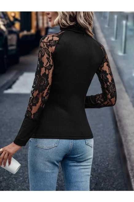 Balıkçı Yaka Tül Detaylı Kaşkorse Bluz