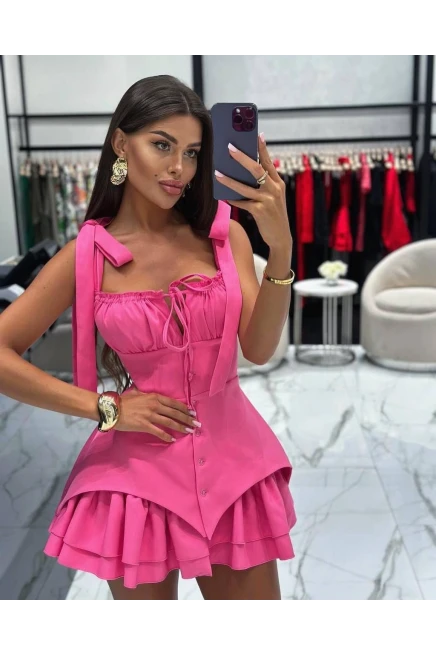 Dalgıç ve Sandy Kumaş Astarlı Düğmeli Korse Elbise