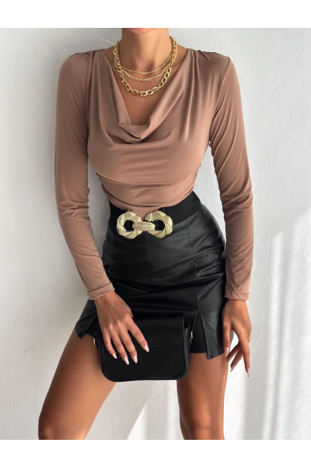 Degaje Yaka Sandy Kumaş Bluz