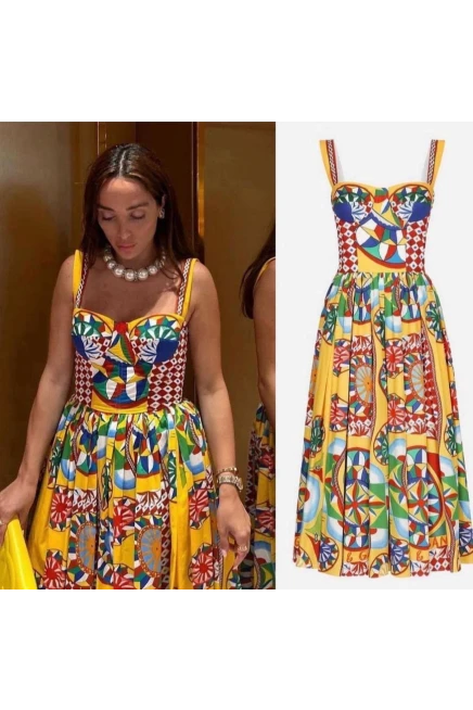 DG Yazılı Elbise İthal Krep Kumaş