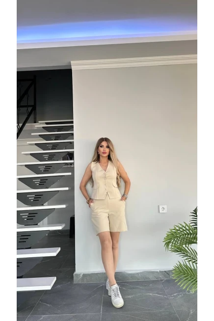 İthal Atlas Kuma Yelekli Şortlu Takım