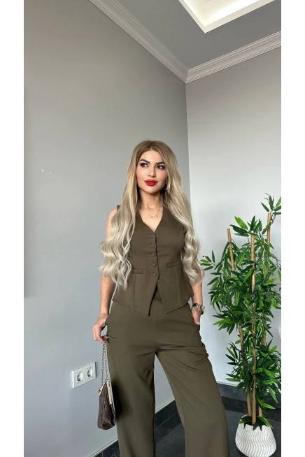 İthal Dabıl Kumaş Yelekli Takım