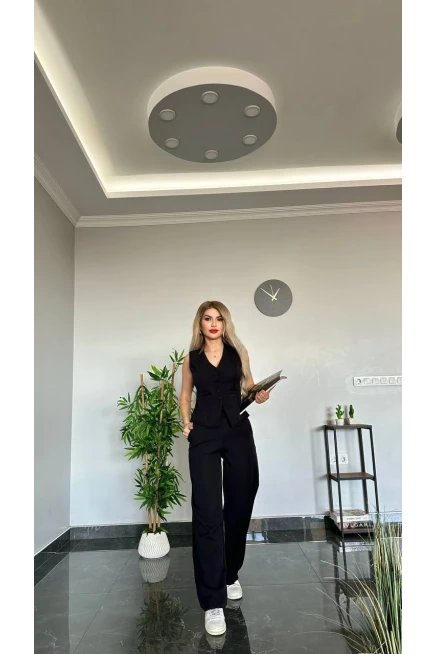 İthal Dabıl Kumaş Yelekli Takım